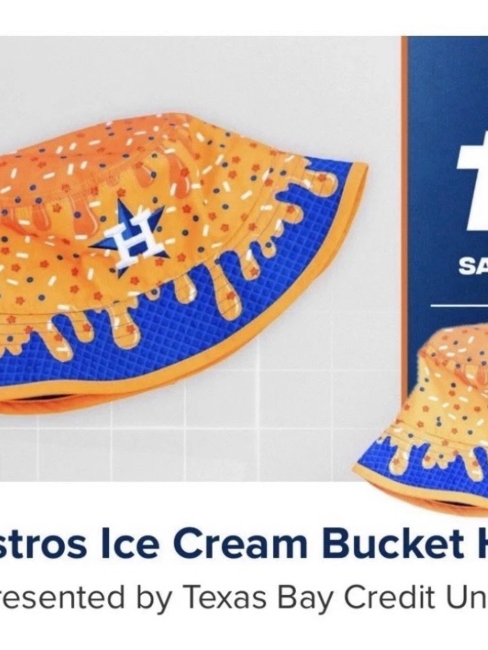 Houston Astros Ice Cream Drip Bucket Hat - Orange & Blue